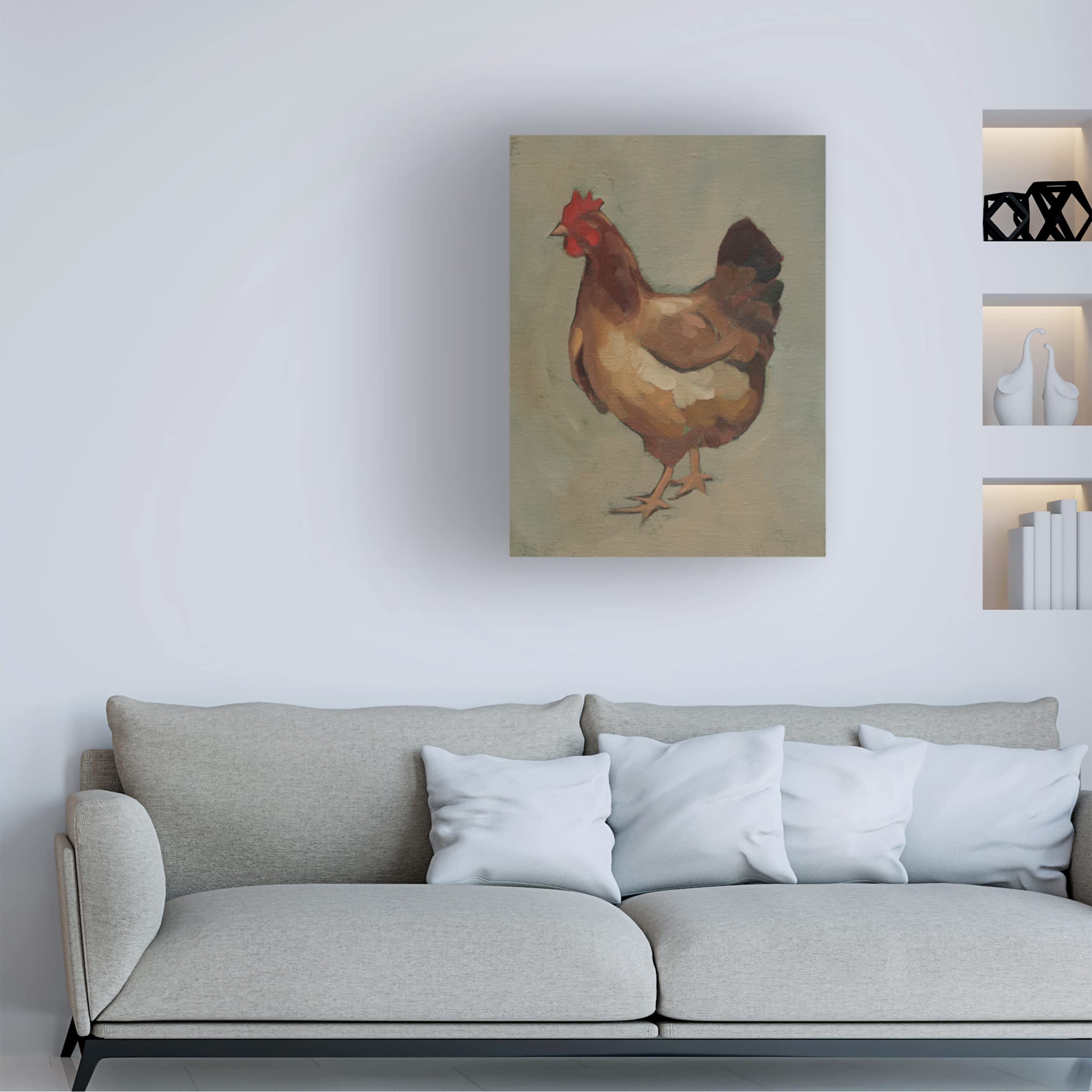 Trademark Fine Art 'Egg Hen II' Canvas Art by Jacob Green - Farmhouse Decor, Kitchen Wall Art, Unique Home Decor for Living Room & Dining Room