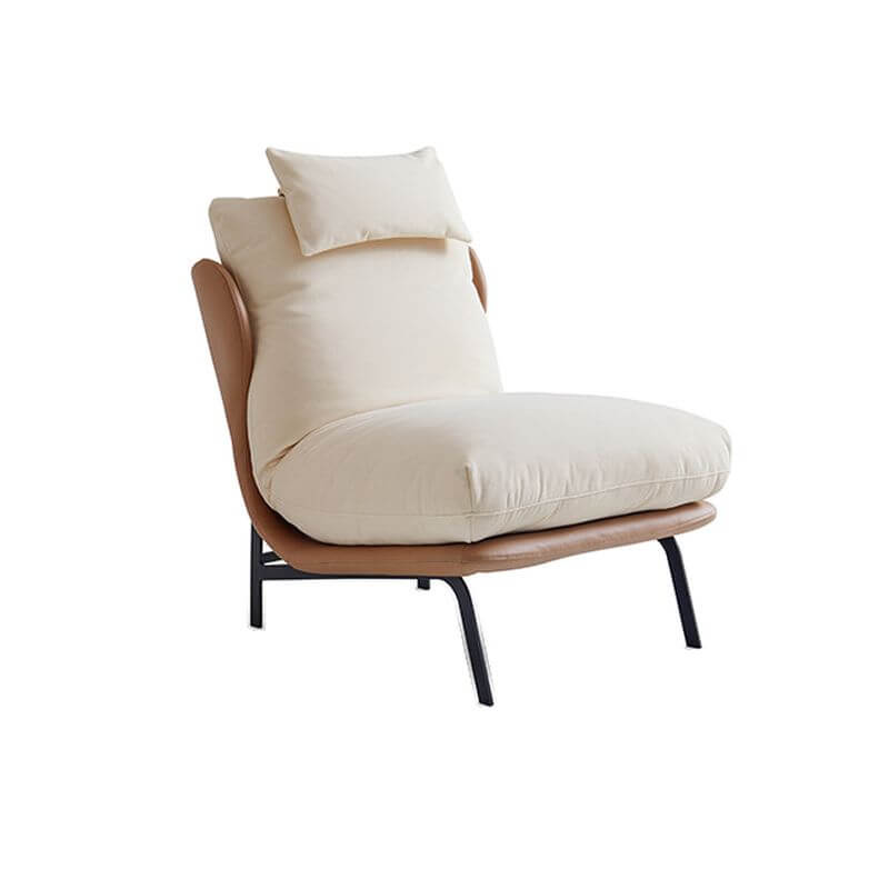 Minimalist White Armchair with Tufted Back & Button Detail - Removable Slipcover & Cushions - Modern Living Room, Bedroom or Office Accent Chair for Home Decor