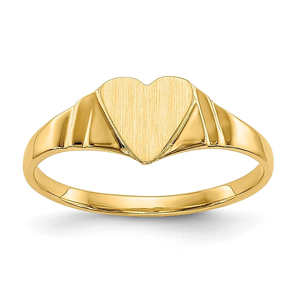 14K Yellow Gold Children's Signet Band Ring - Size 3.00 - Baby Love Fine Jewelry Gift for Women - Perfect for Birthdays, Christenings & Special Occasions