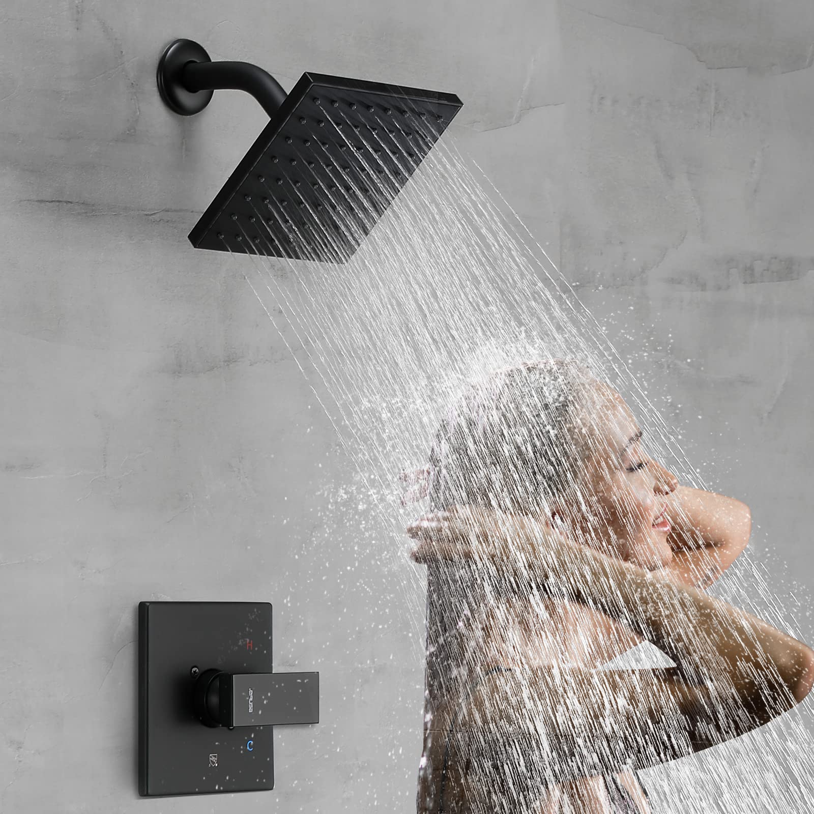 Premium Matte Black Shower Tub Faucet Set with 6-Inch Rain Shower Head, Tub Spout & Valve - Single Handle Bathroom Fixture for Modern Home Renovation | Perfect for Master Bath, Guest Bath & Spa-Like Shower Experience