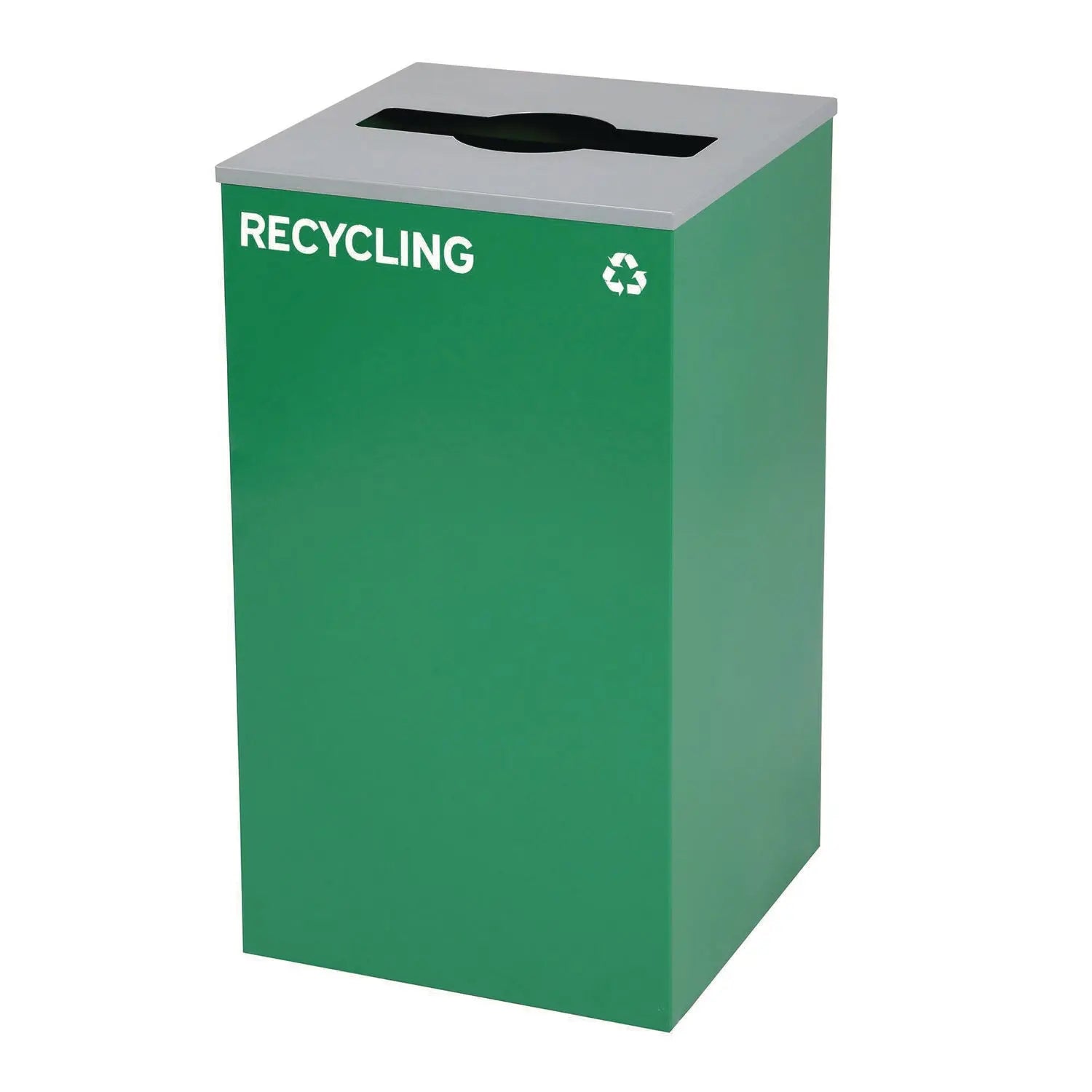 Alpine Industries 29 Gallon Steel Trash Can & Recycling Bin Set - Green Recycling Container with Mixed Lid & Black Garbage Can with Square Lid for Kitchen, Office, Garage Waste Management