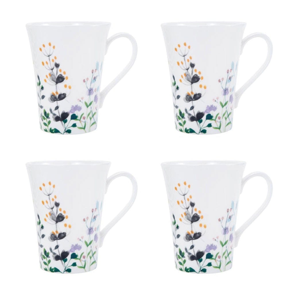 Tivoli Garden Porcelain Coffee Mugs Set of 4 - Elegant Floral Design Tea Cups for Home, Office & Gifts - Perfect for Morning Coffee, Afternoon Tea & Housewarming Presents