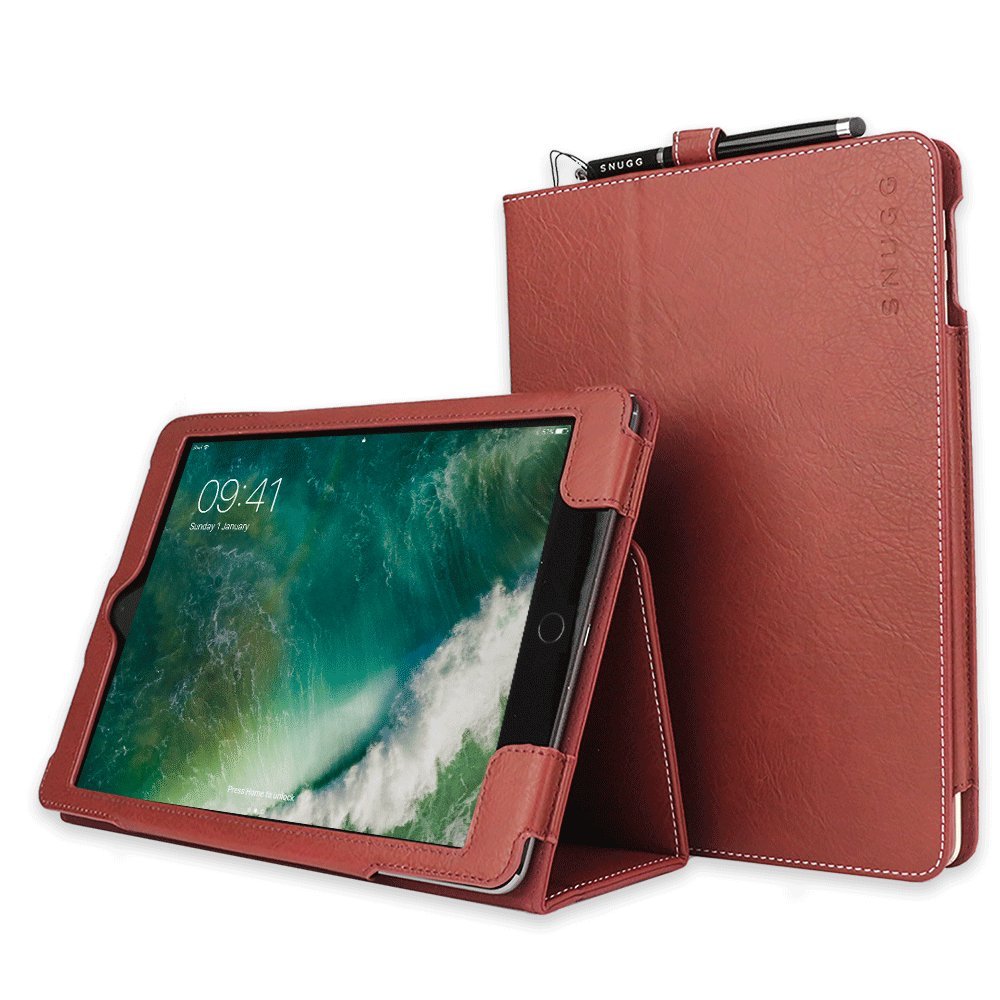 Premium Leather iPad Case for iPad 10.2/9th Gen, iPad Air 3 & iPad Pro 10.5 - Protective Stand Cover in Dusty Cedar Red | Perfect for Work, Travel & Home Use