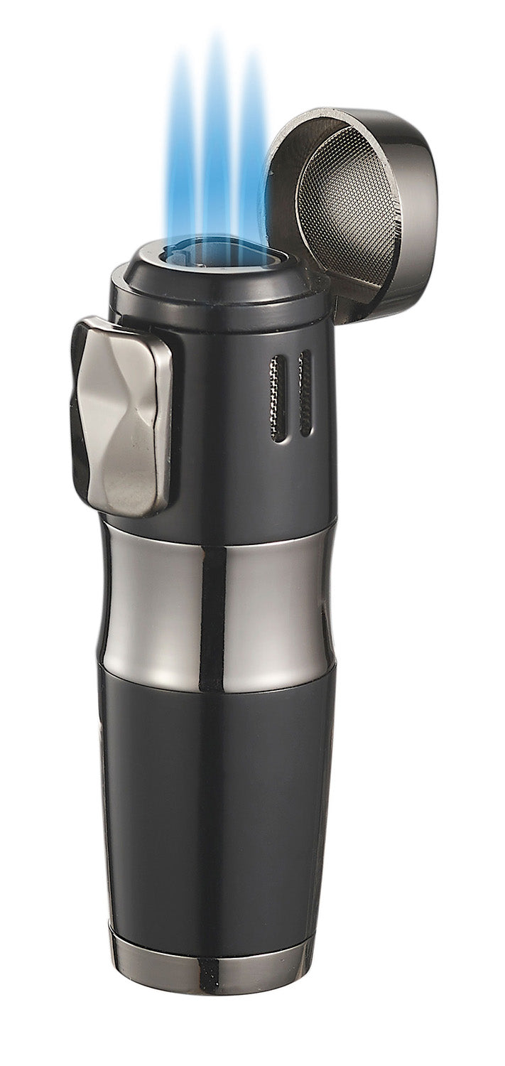 Visol Epicron Triple Jet Flame Butane Lighter - Windproof Refillable Cigar Torch for Cigars, Cigarettes & Outdoor Use