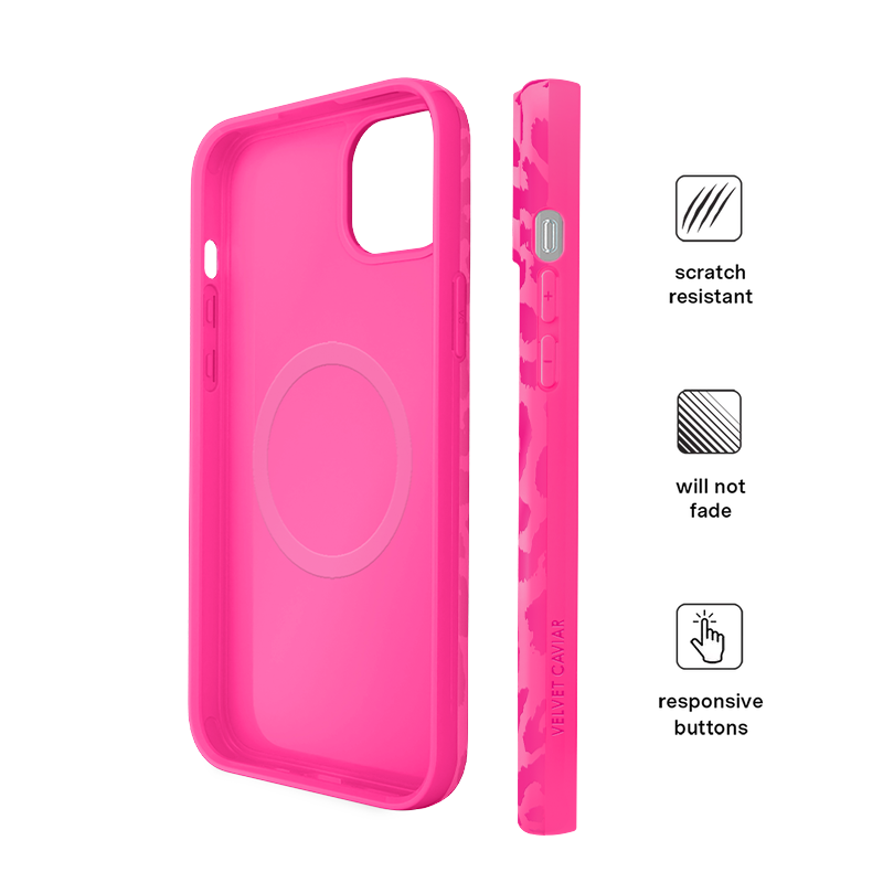 Hot Pink Leopard Print iPhone Case - Trendy Protective Cover for iPhone 12/13/14/15 - Perfect for Women, Girls & Fashion Lovers (Gym, Party, Daily Use)