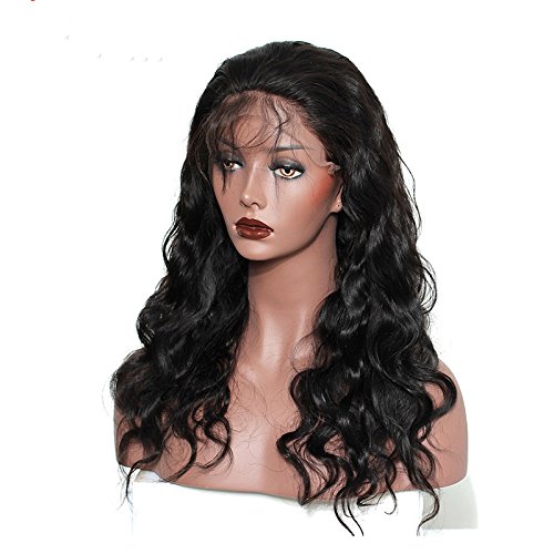 DaJun Hair 22 Inch Full Lace Human Hair Wigs with Baby Hair - European Virgin Remy Human Hair Body Wave Wig in #1 Jet Black | Natural Look for Daily Wear, Cosplay & Special Occasions