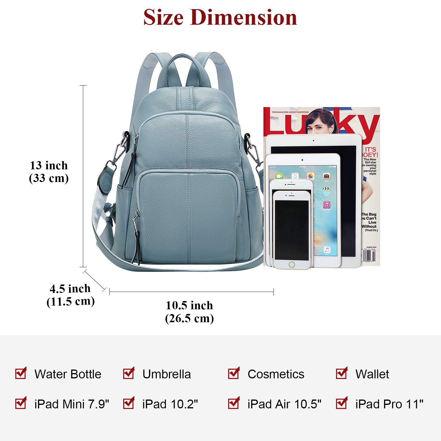 ALTOSY Women's Soft Leather Backpack Purse - Stylish & Versatile Shoulder Bag for Work, Travel & Daily Use