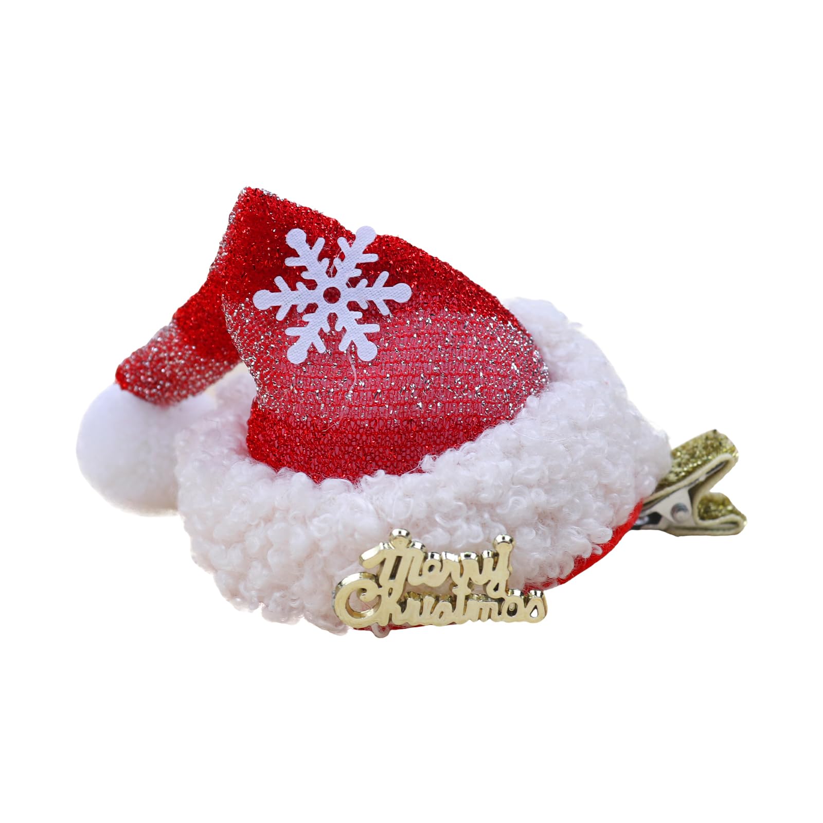 Totelux Christmas Santa Hat Hair Clips - Red Stripe Glitter Snowflake Barrettes, Cute Alligator Hair Clips for Women & Girls | Perfect for Christmas Parties, Cosplay Costumes & Festive Holiday Accessories