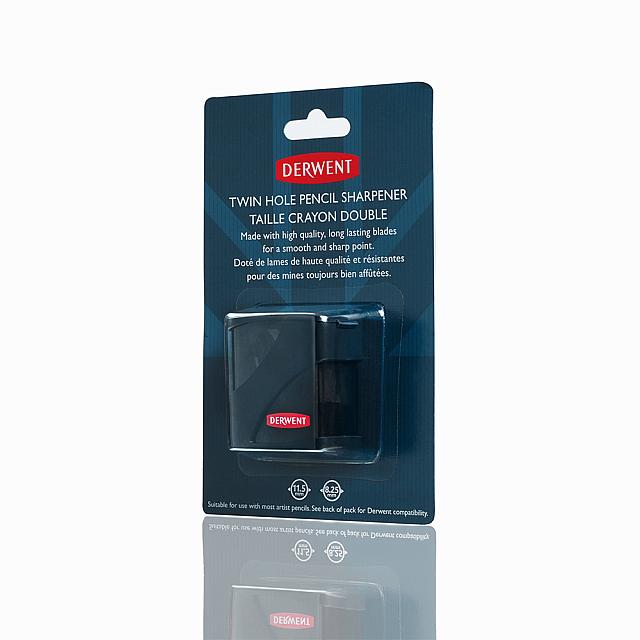 Derwent Twin Hole Pencil Sharpener - Professional Dual Hole Sharpener for Colored & Graphite Pencils - Perfect for Artists, Students & Office Use