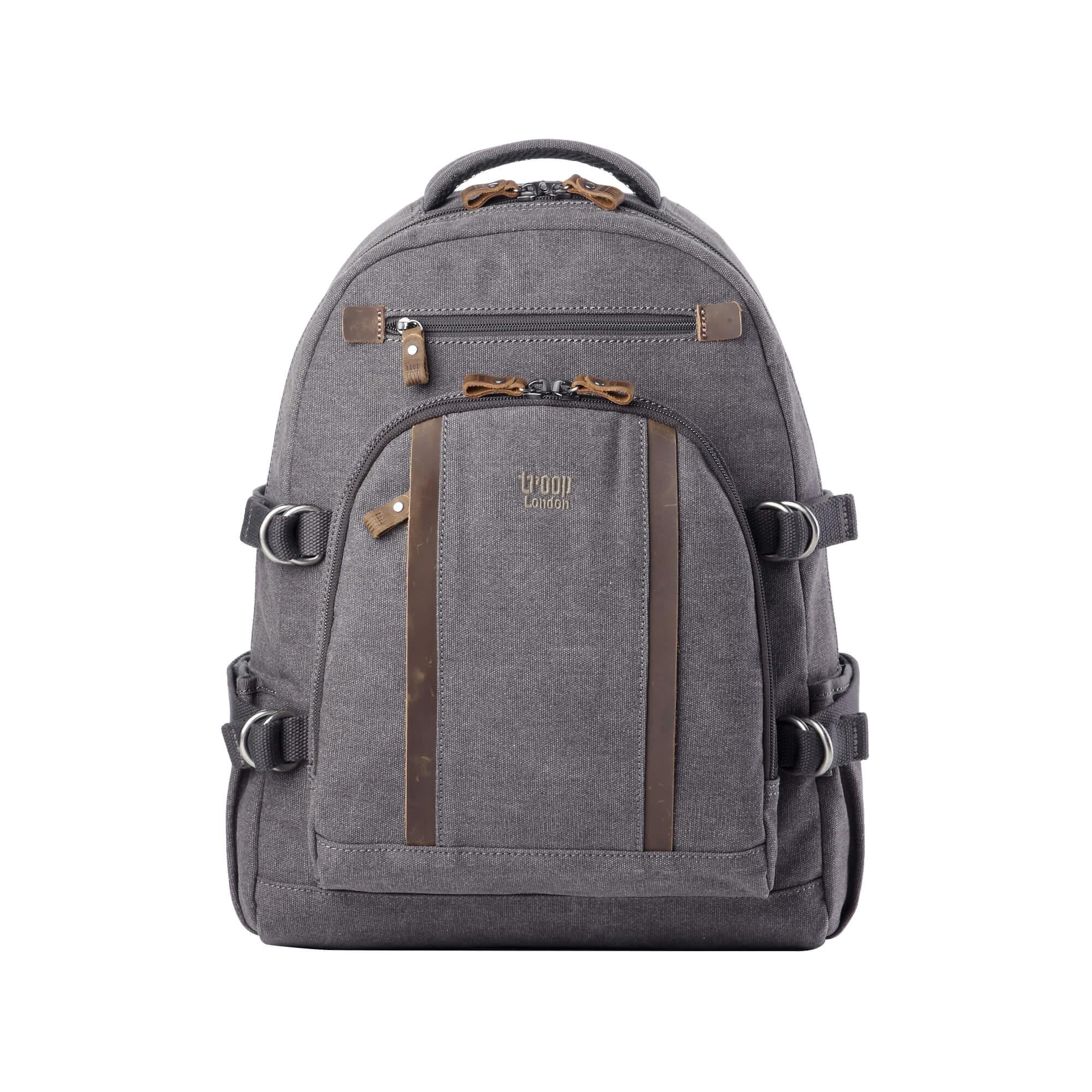 TRP0257 Troop London Classic Canvas Laptop Backpack - Large 15.6 Inch Waterproof Travel Backpack for Men & Women - Perfect for Work, School, College & Business Trips