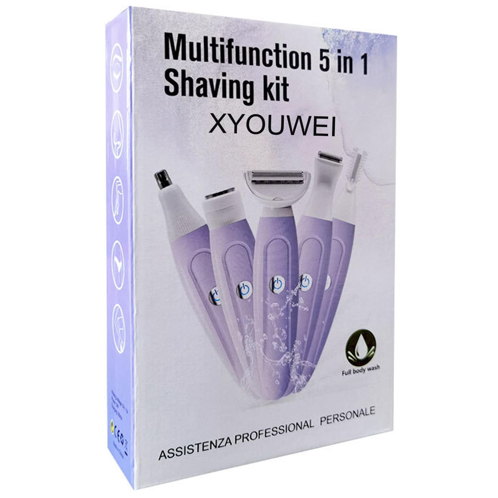 Best Women's Electric Razor & Bikini Trimmer Kit - 5-in-1 Multifunctional Lady Shaver for Face, Nose, Eyebrows, Arms, Legs & Pubic Hair - Perfect for Travel, Home Use & Personal Grooming