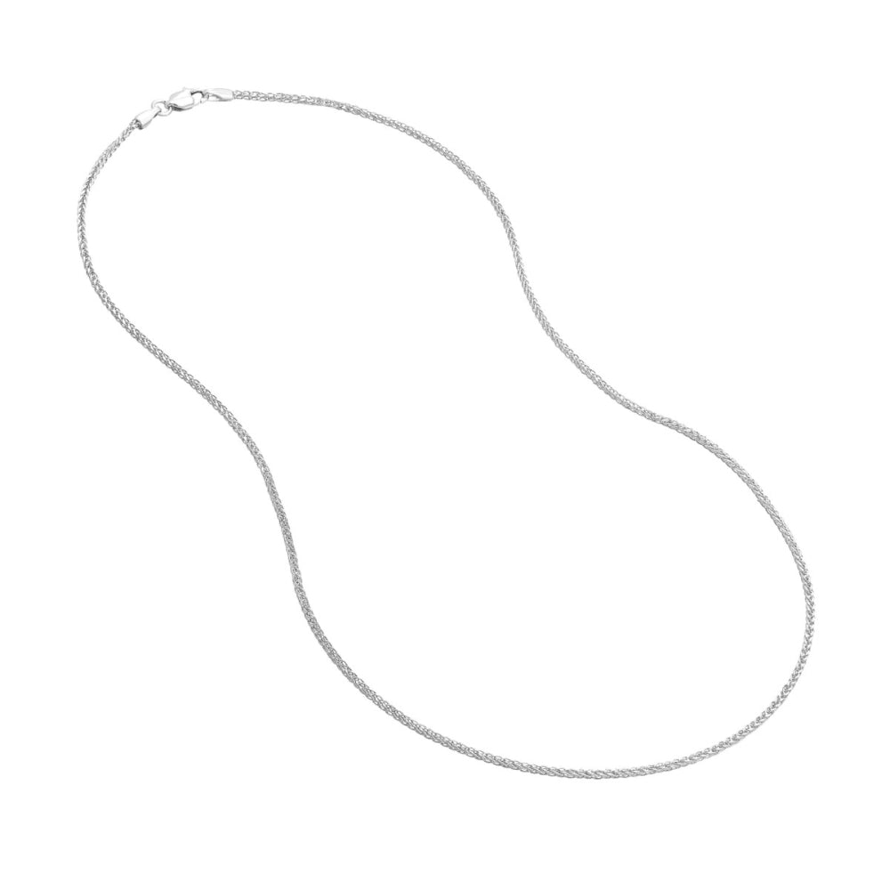 14Kt White Gold 1.25mm Wheat Chain Necklace 18 Inch - Elegant Dainty Jewelry for Women, Perfect for Layering, Gifts & Everyday Wear