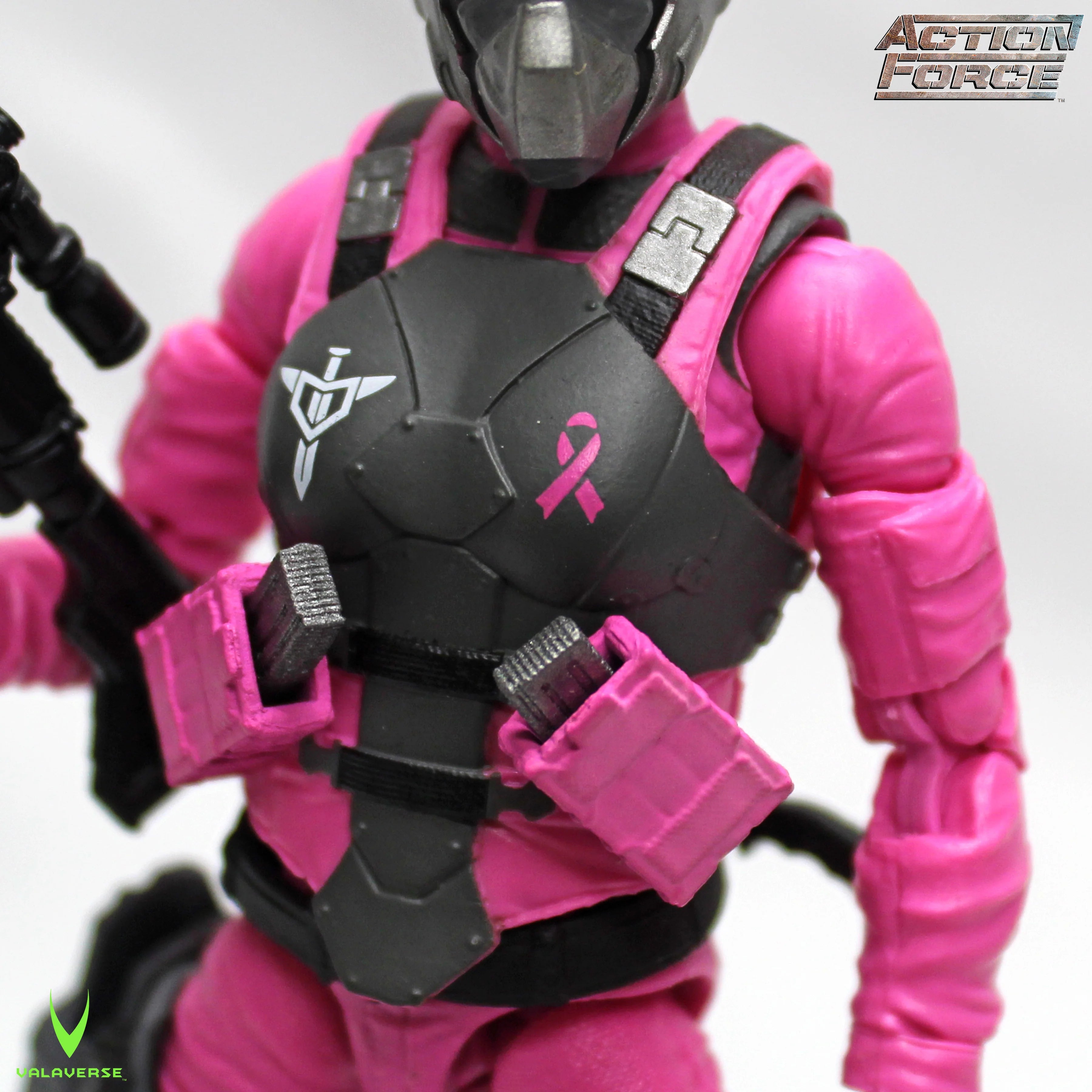 Steel Brigade Female Soldier (Breast Cancer Awareness Edition) - 1/12 Scale Action Figure by Action Force - Collectible Military Toy for Display, Gifts & Awareness Campaigns