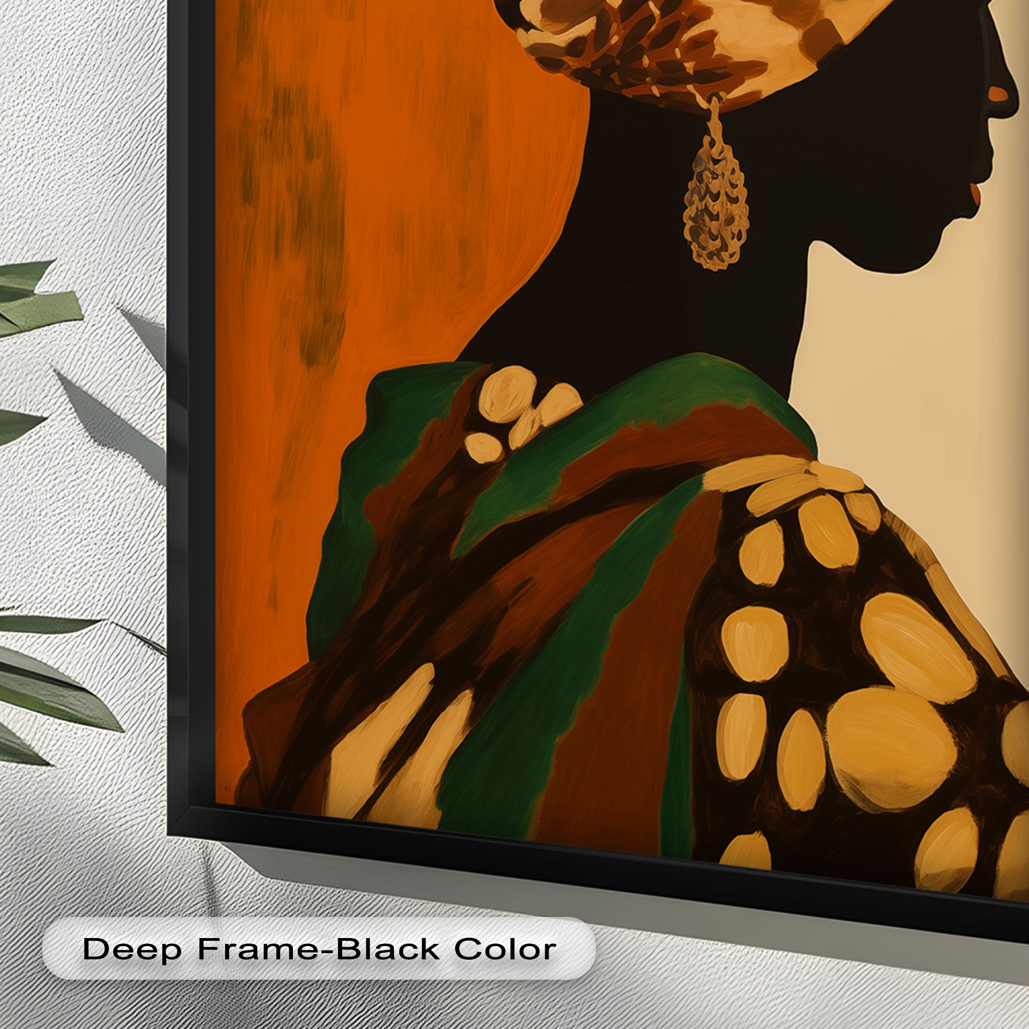 African Woman Portrait Art - Hand-Painted Framed Oil Painting for Home & Office Decor | Wall Art for Living Room, Bedroom, or Office