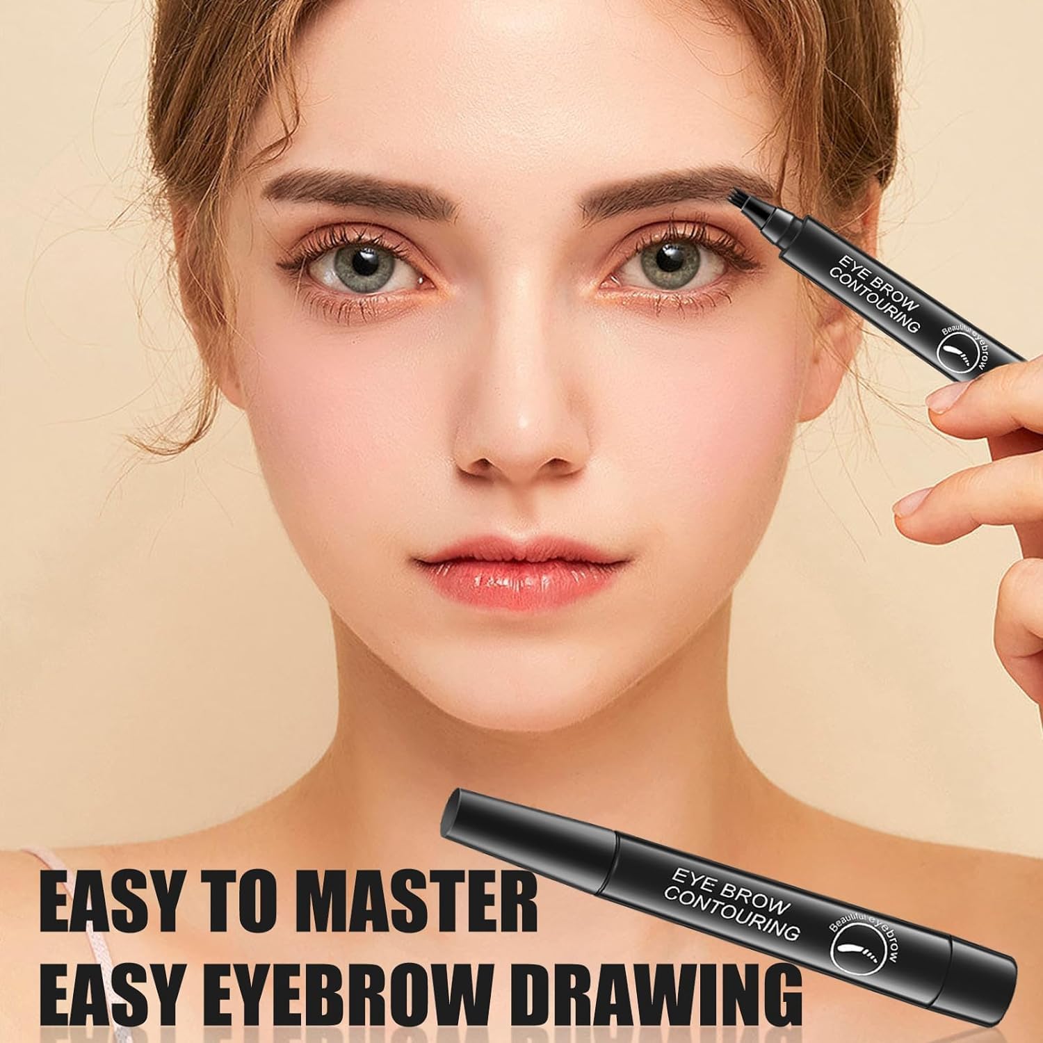 Black Eyebrow Pen with Fork Tip - Waterproof & Smudgeproof Microblading Eyebrow Pencil for Natural Defined Brows | Includes Eyebrow Brush & Eyeliner | Perfect for Daily Makeup, Salon Use & Special Occasions