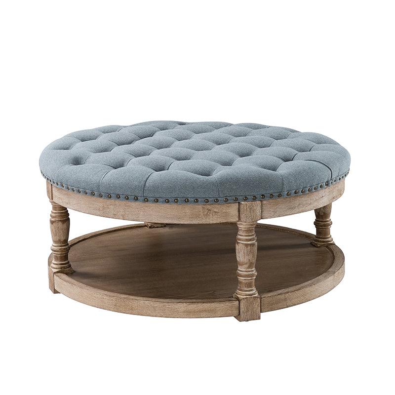 Danilynn Tufted Round Cocktail Ottoman Coffee Table - Stylish Footrest & Side Table for Living Room, Bedroom & Lounge Areas