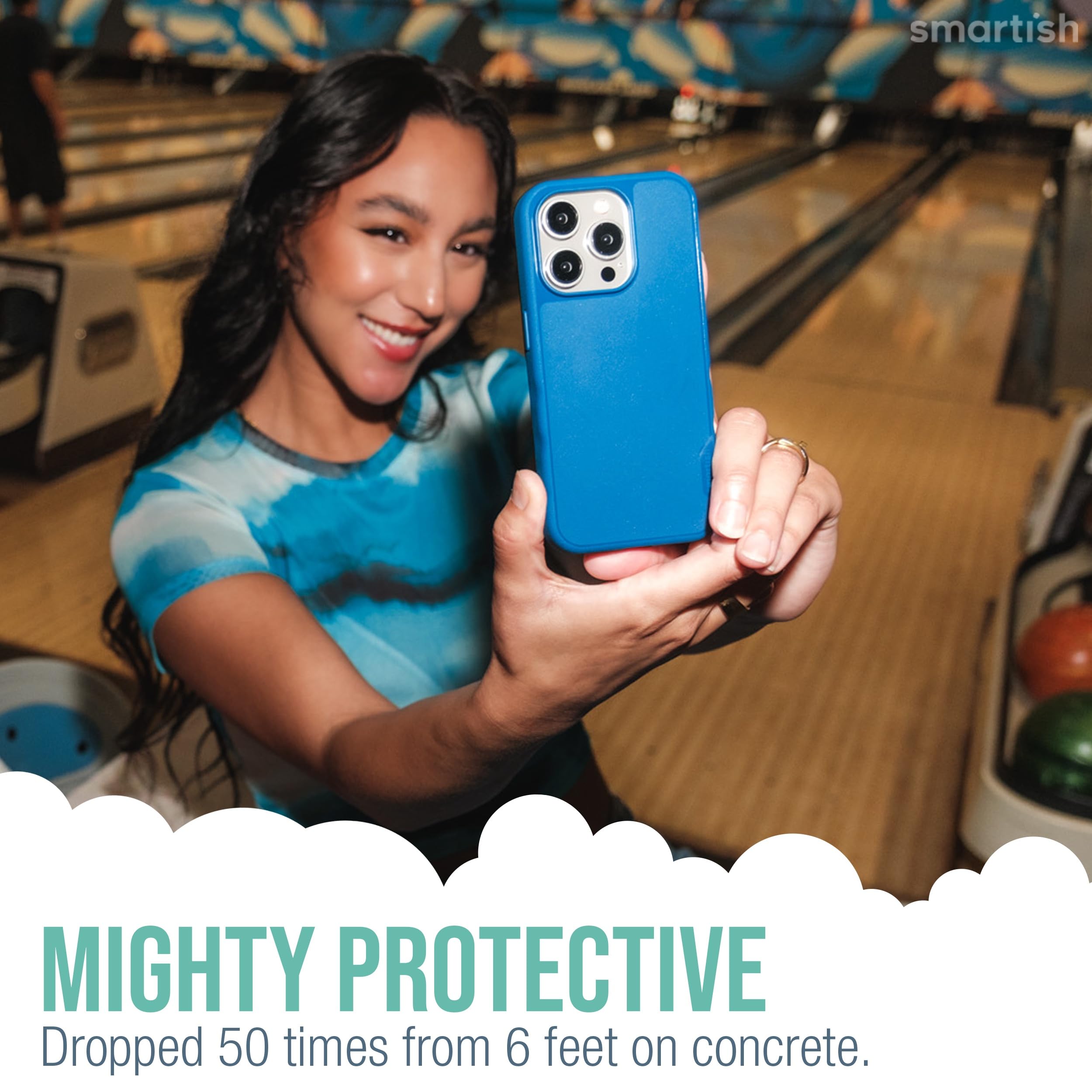 Smartish iPhone 15 Pro Magnetic Case - Slim Protective Cover with MagSafe Compatibility & Microfiber Lining | Gripmunk Design for Secure Hold | Perfect for Daily Use, Travel & Outdoor Activities - Blues on The Green