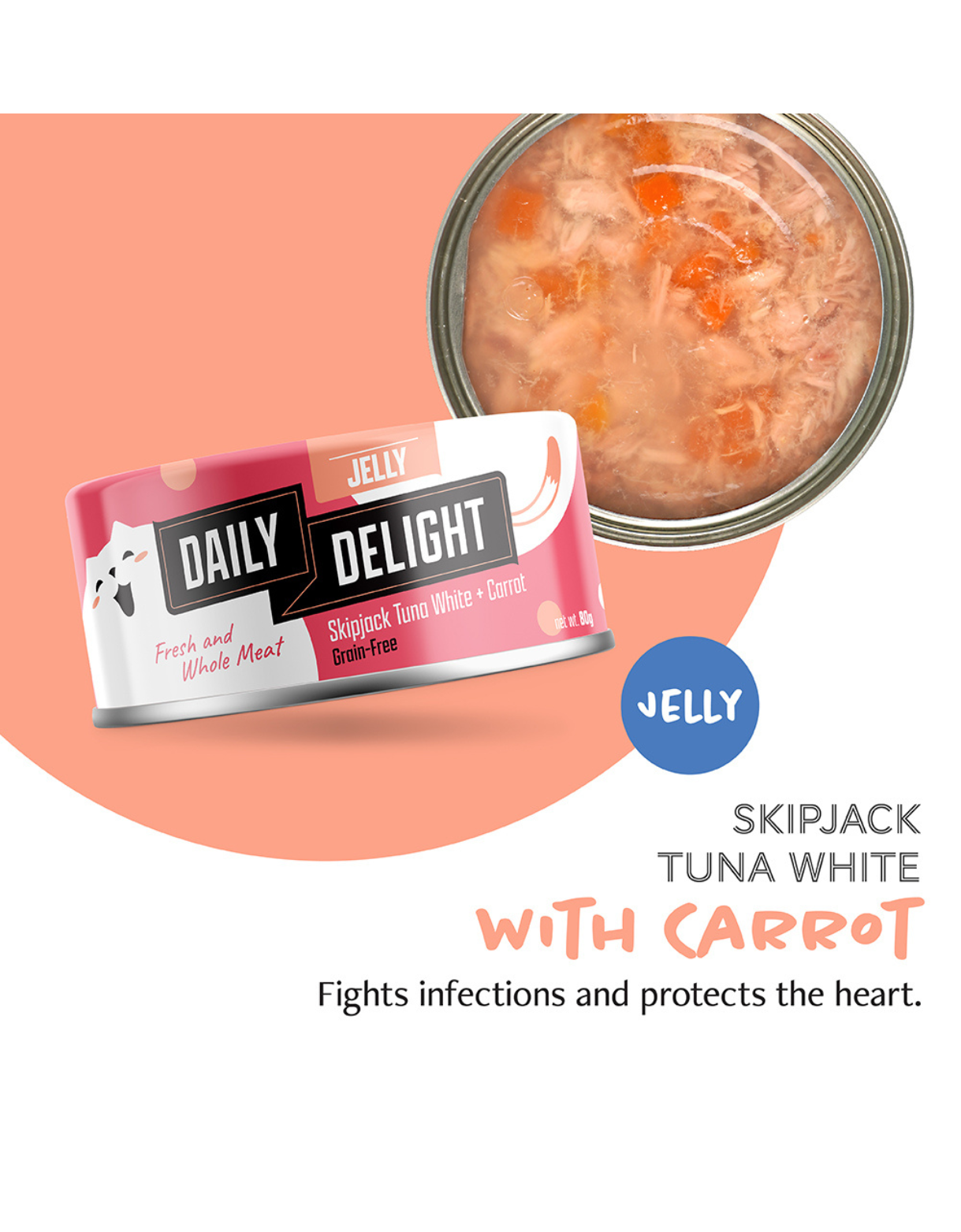 Premium Skipjack Tuna & Carrot Canned Cat Food - 80g High Protein Wet Food for Adult Cats | Perfect for Mealtime, Travel & Treats
