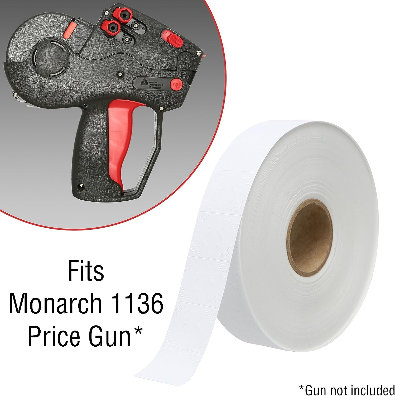 Monarch 1136 Price Gun White Labels - 8 Rolls with 1 Ink Roller for Retail Pricing, Inventory & Warehouse Organization