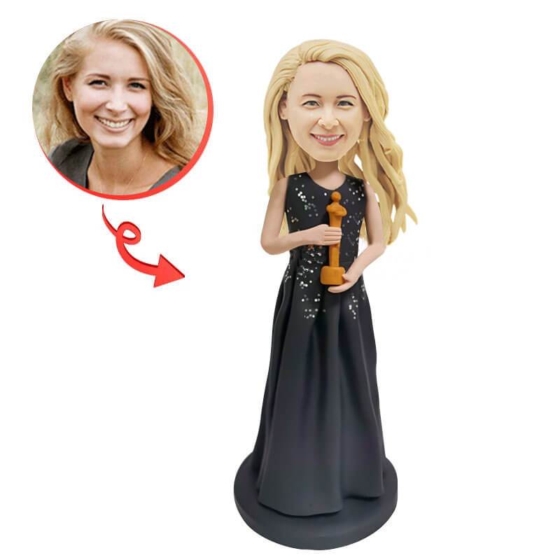 Custom Oscar Winners Bobblehead Figurine - Personalized Hollywood Awards Souvenir & Collectible Gift for Movie Fans, Film Enthusiasts & Trophy Lovers - Perfect for Office Desk Decor, Movie Night Party Favors & Award Show Celebrations