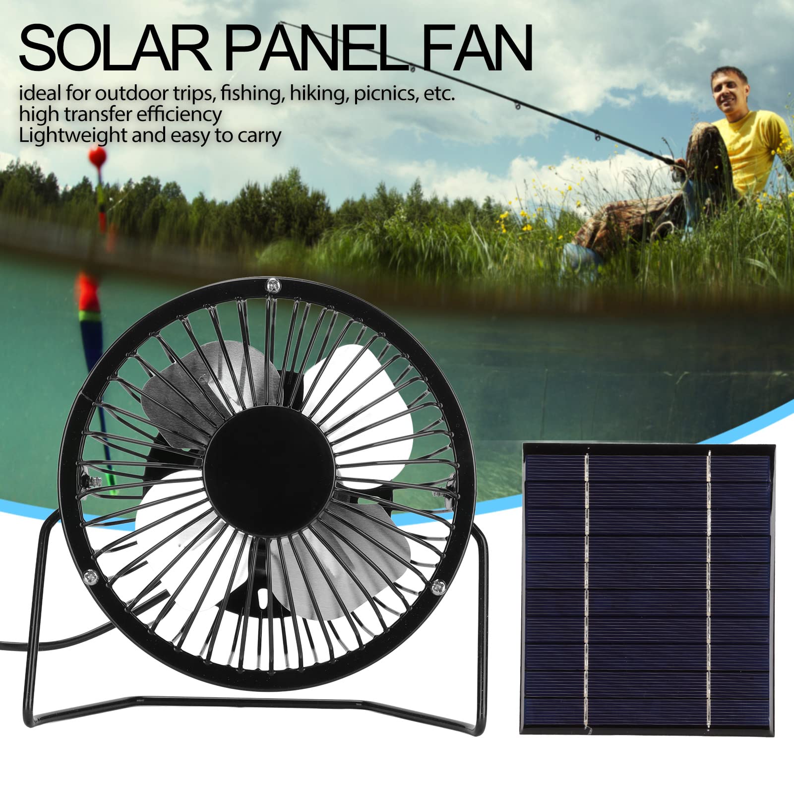 5V 2.5W USB Solar Powered Fan - Portable Mini Ventilator with Polysilicon Panel for Car, Attic, Greenhouse, Chicken Coop - Perfect for Outdoor Travel, Camping, Hiking & Picnic Adventures