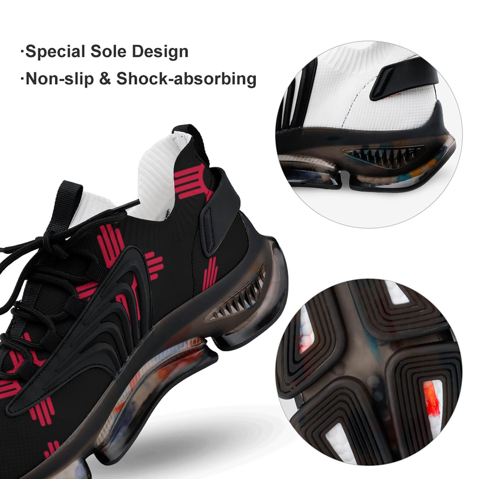 New Mexico State Flag Men's Running Shoes - Lightweight Athletic Sneakers for Gym, Hiking & Outdoor Activities | Breathable Sports Shoes for Jogging, Workouts & Casual Wear