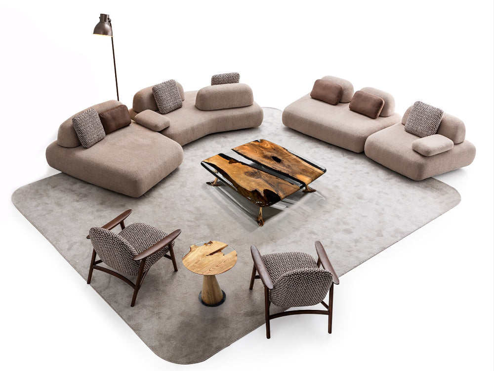Luxury Epoxy Resin River Walnut Coffee Table - Handmade Modern Wooden Dining Table for Living Room | Osso Collection | Perfect for Home Decor, Office & Lounge Areas