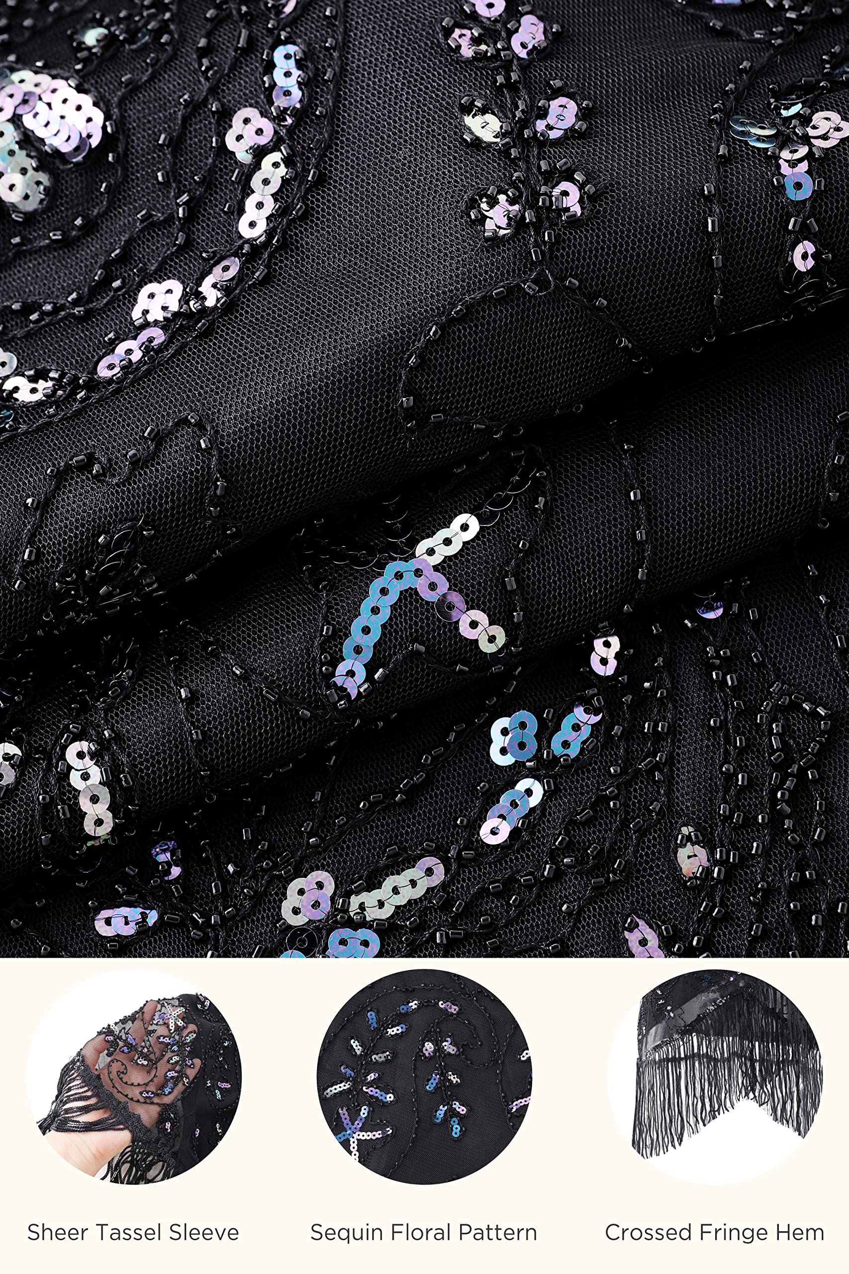 Vintage 1920s Flapper Dress - Great Gatsby Inspired Fringed Sequins Party Dress for Women | Roaring 20s Costume, Prom, Halloween & Themed Parties