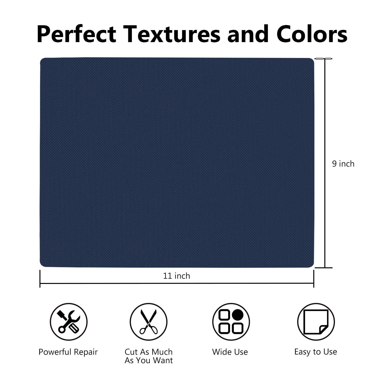 Self-Adhesive Waterproof Upholstery Repair Fabric Patch - 9x11 Inch Canvas Repair Tape (2 Pack) - Dark Blue Furniture Repair Kit for Sofas, Car Seats, Boats, Tents & Clothes | Durable Fabric Patch for Home, Marine & Outdoor Use