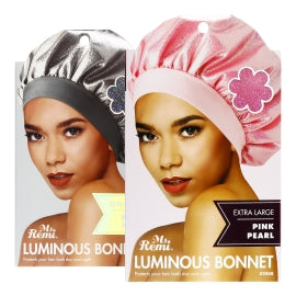 Ms Remi Luminous Bonnet Black Pearl #3591 - Silk Sleep Cap for Natural Hair Protection & Nighttime Hair Care - Perfect for Curly, Natural, and Protective Hairstyles