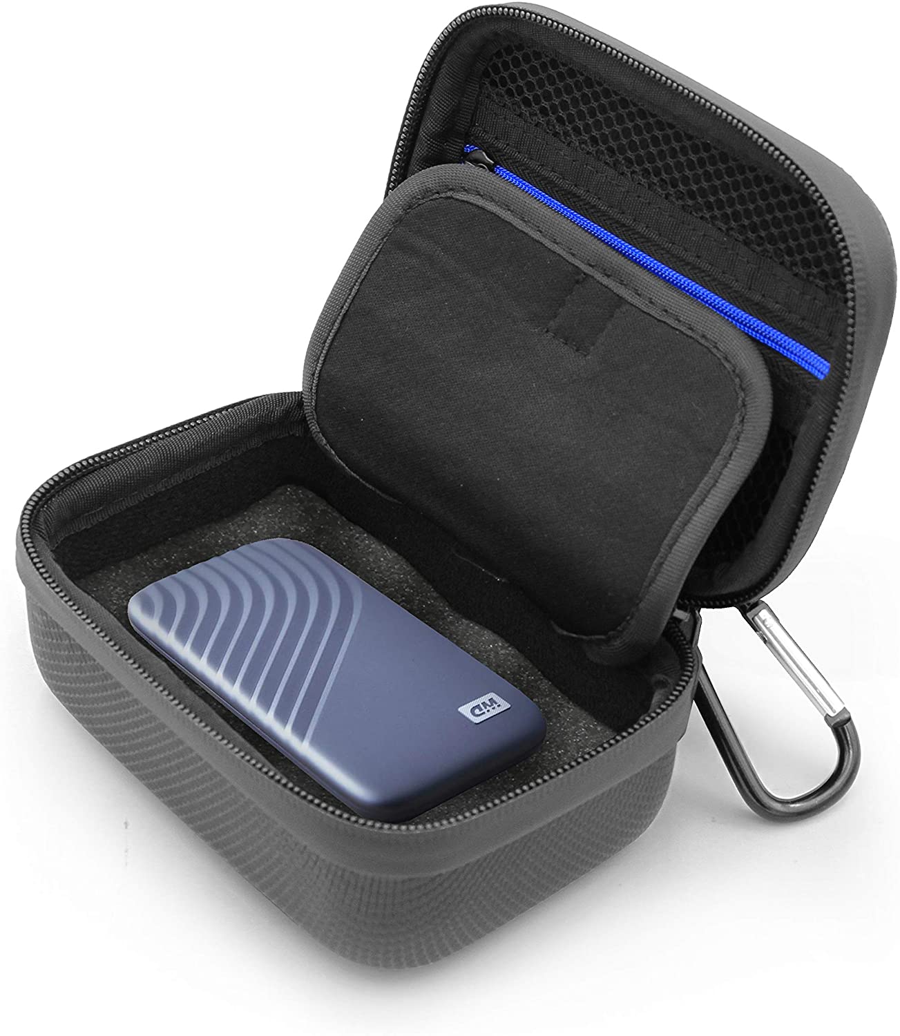 CASEMATIX Shockproof Hard Drive Case for Western Digital WD My Passport Go & Black P50 SSD - Compact 4.75 x 3.0 Inch Protective Storage Pouch - Perfect for Travel, Office & Data Backup Organization