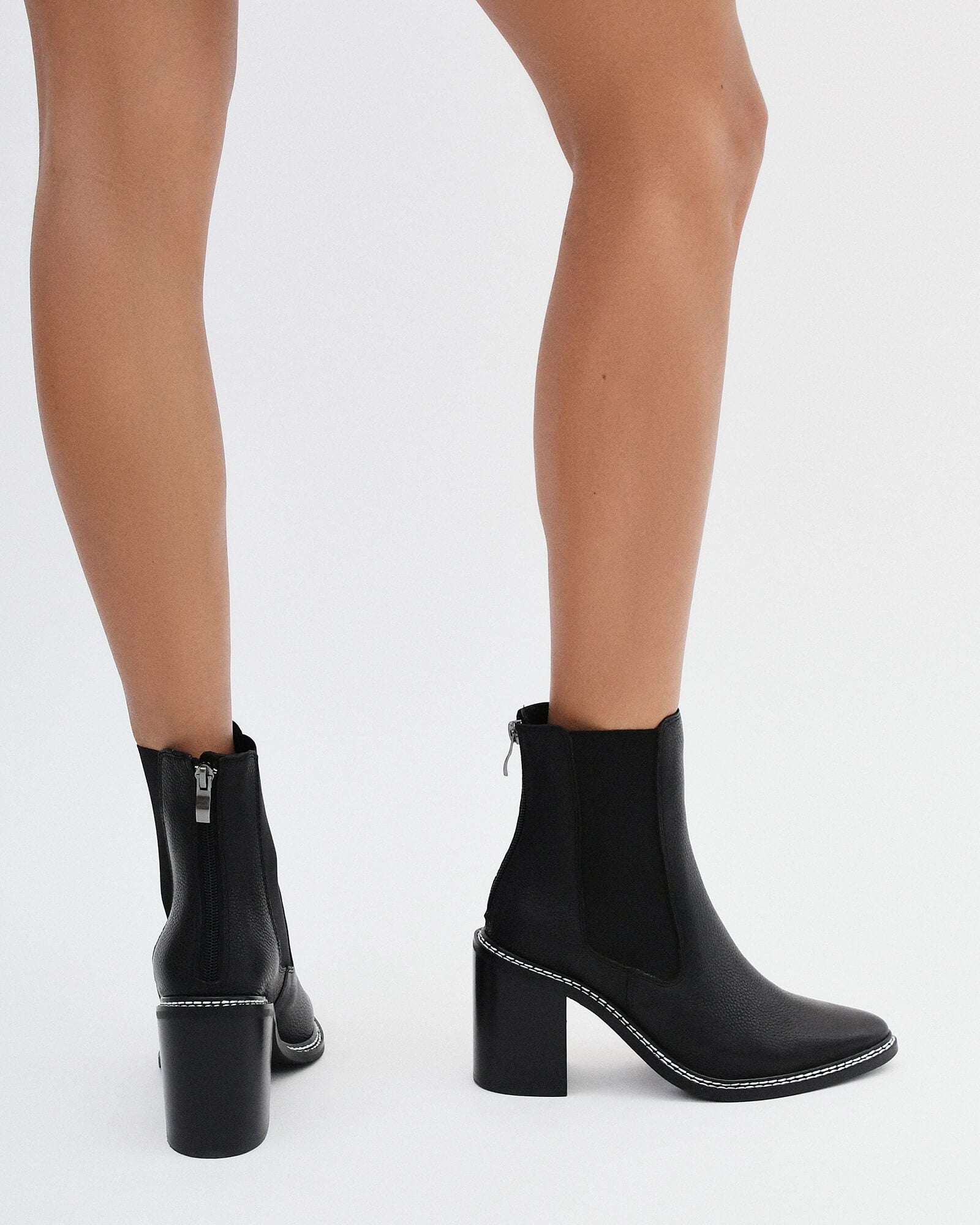 Luxury Black Leather High Ankle Boots for Women - Fashionable Winter & Fall Booties for Casual Outfits, Office Wear, and Night Out