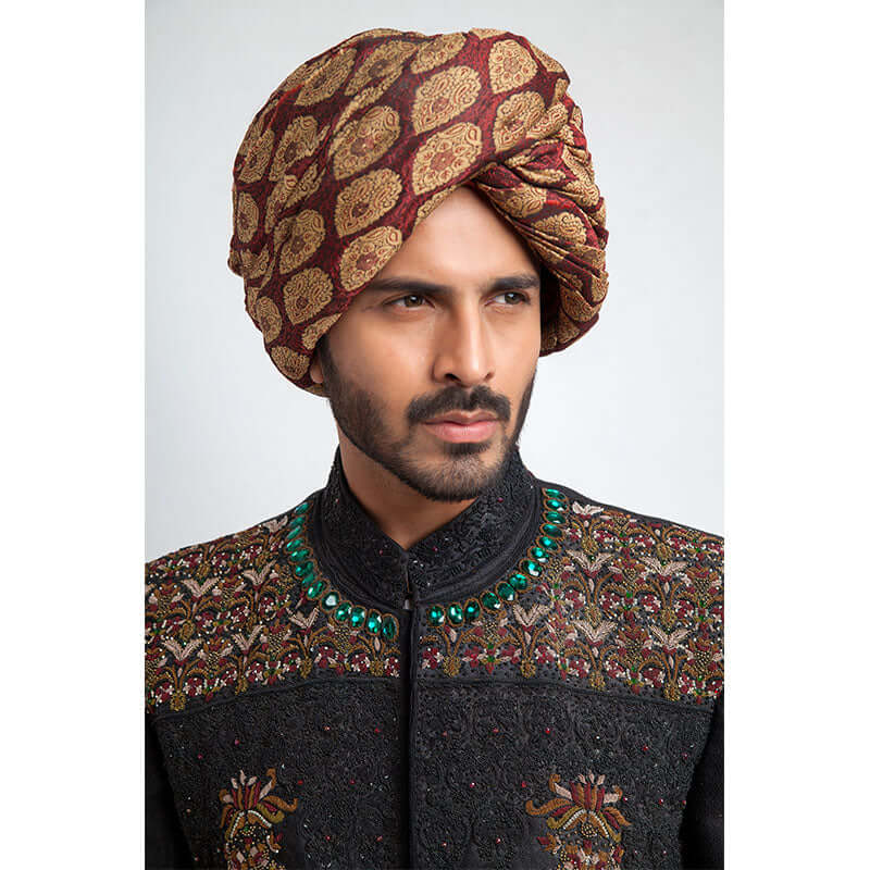 Luxury Jet Black Pure Jamavar Silk Sherwani for Men - Handcrafted Indian Wedding Attire with Perfect Fit | Ideal for Weddings, Festivals & Special Occasions