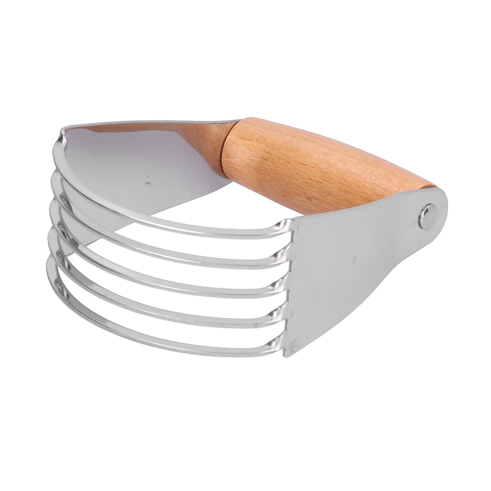 Premium Stainless Steel Dough Blender - Heavy Duty Pastry Cutter with Wooden Handle for Baking Pies, Cookies & Pastries - Ideal for Home Bakers & Professional Chefs