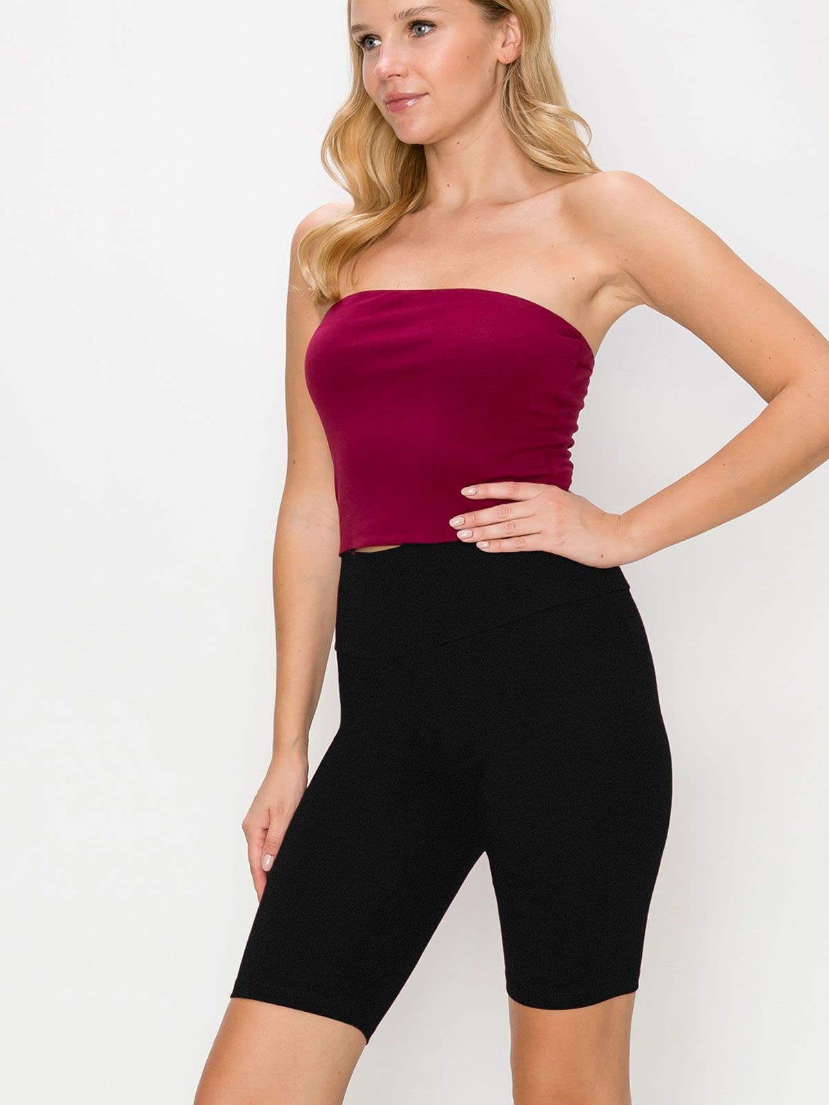 FashionMille Women's High Waist Yoga Leggings & Bike Shorts - Workout Athletic Knit Pants for Running, Gym, Pilates & Lounge Wear