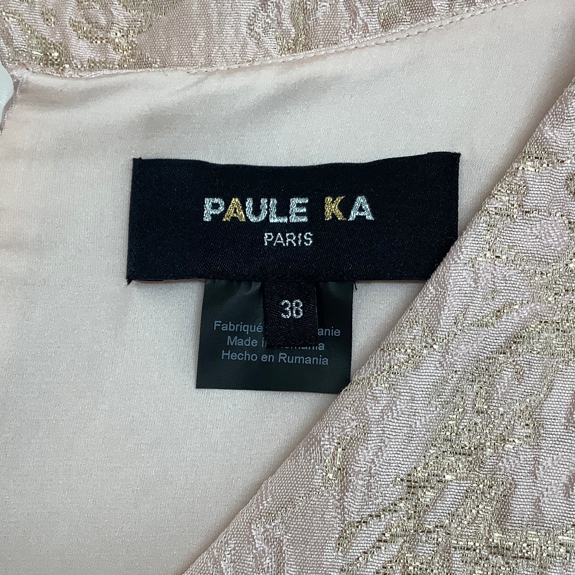 Paule Ka Pink & Gold Embroidered Jacquard Cap Sleeve Dress for Women | Elegant Cocktail Party & Wedding Guest Outfit
