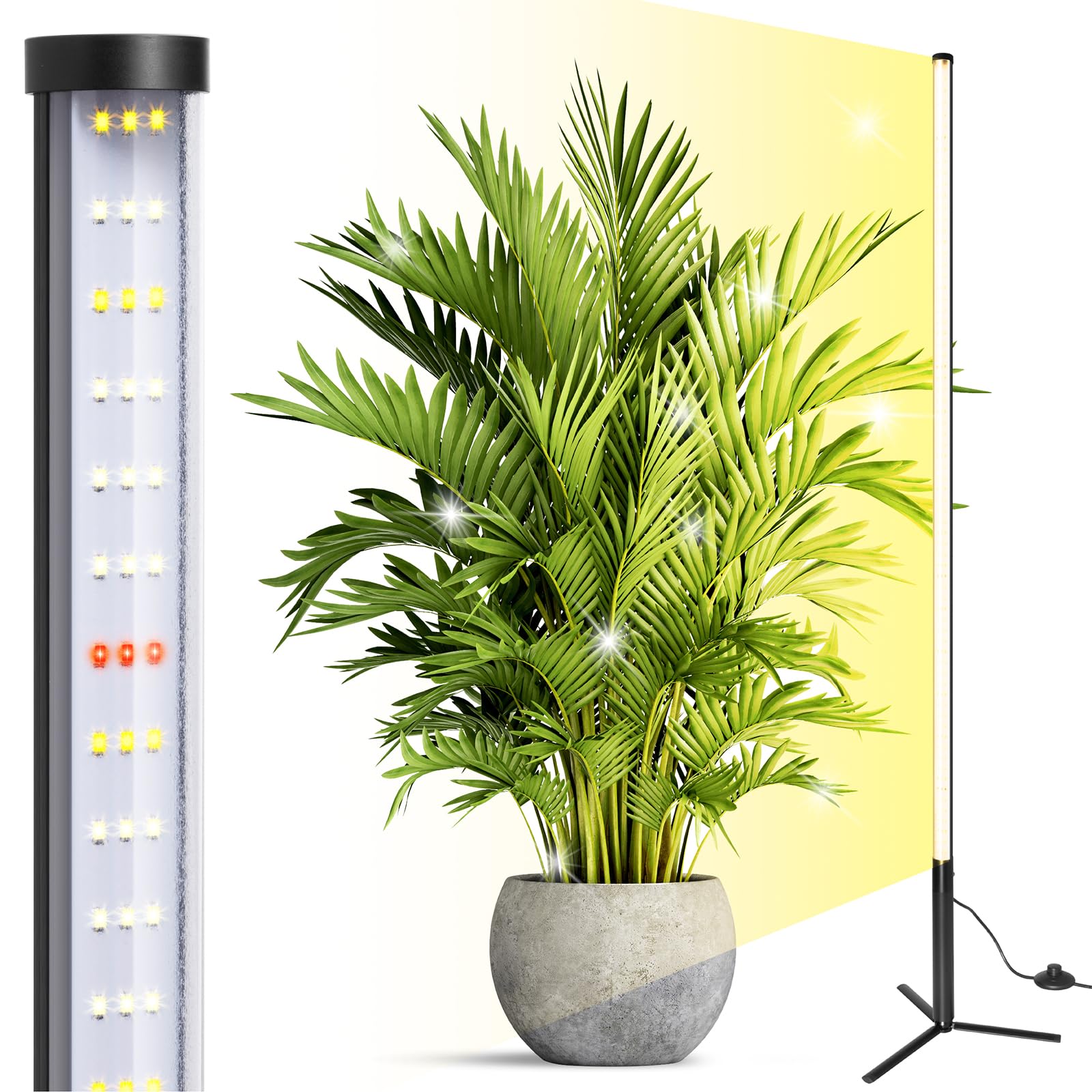 T10 Full Spectrum LED Grow Light Stand - 36W 6000K Vertical Plant Light for Indoor Gardening, 4FT Height with On/Off Switch & Tripod Floor Stand - Perfect for Hydroponics, Greenhouse, and Home Plant Cultivation