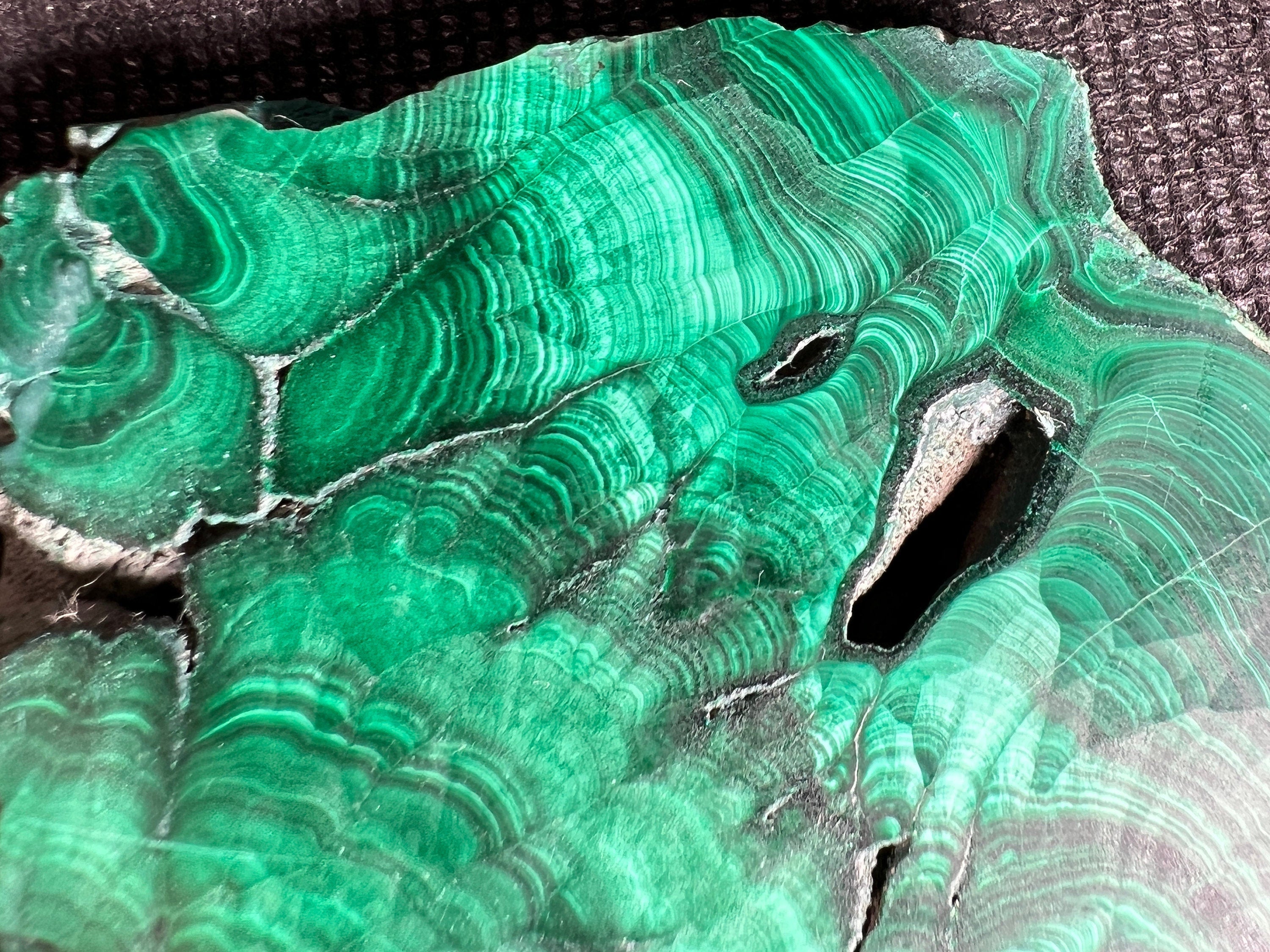 Natural Green Malachite Crystal Slab - Premium Stone for Jewelry Making, Unique Handcrafted Gift, Elegant Home Decor (50421) | Perfect for DIY Crafts, Meditation Spaces & Luxury Interior Design