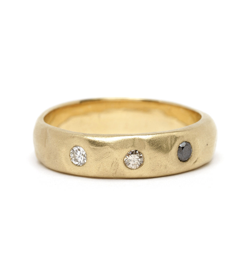 Organic Diamond Wedding Band for Men & Women - Unisex Textured Ring for Engagement, Anniversary & Everyday Wear