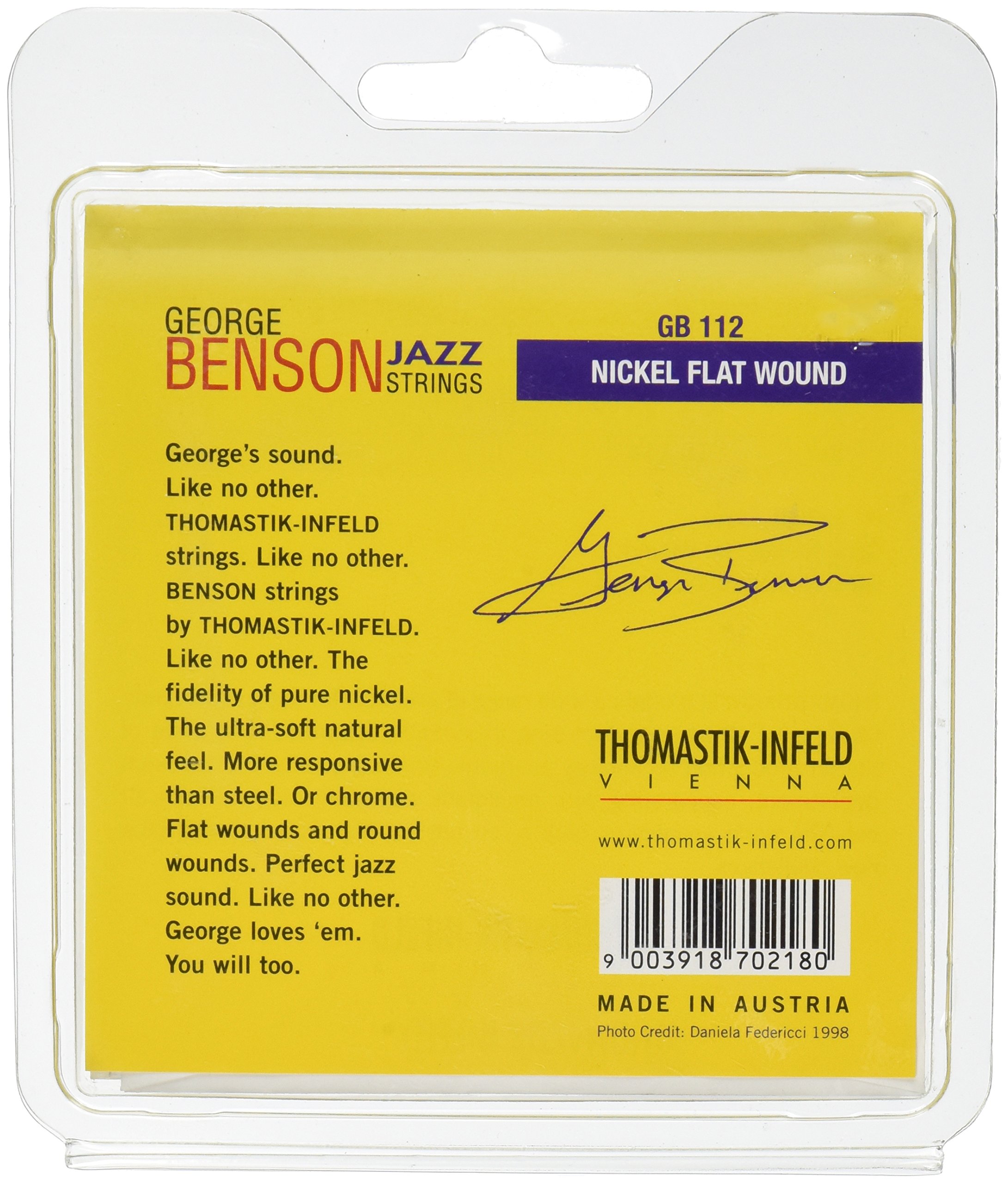 Thomastik-Infeld GB112 Jazz Guitar Strings - George Benson Signature 6-String Pure Nickel Flatwound Set (E B G D A E) | Perfect for Smooth Jazz, Blues & Studio Recording