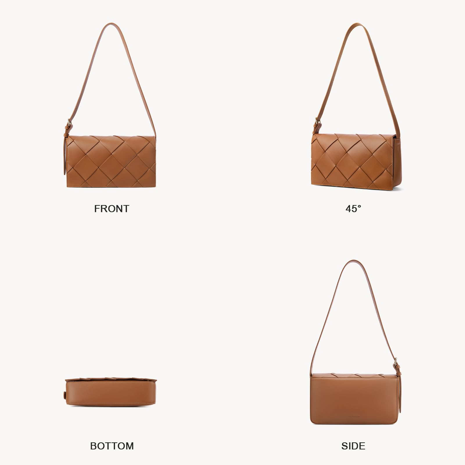 BOSTANTEN Women's Vegan Leather Woven Hobo Bag - Stylish Shoulder & Handheld Purse for Casual Outings, Work & Travel