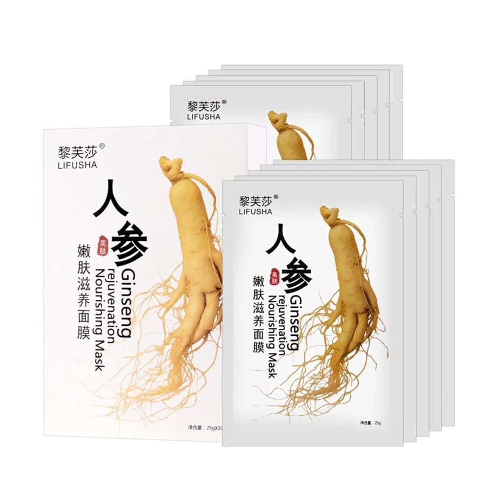 Ginseng Face Mask for Women - Hydrating & Anti-Aging Facial Treatment, Acne Control & Skin Brightening Sheet Mask (30 Pack) | Perfect for Daily Skincare Routine, Spa Day & Self-Care