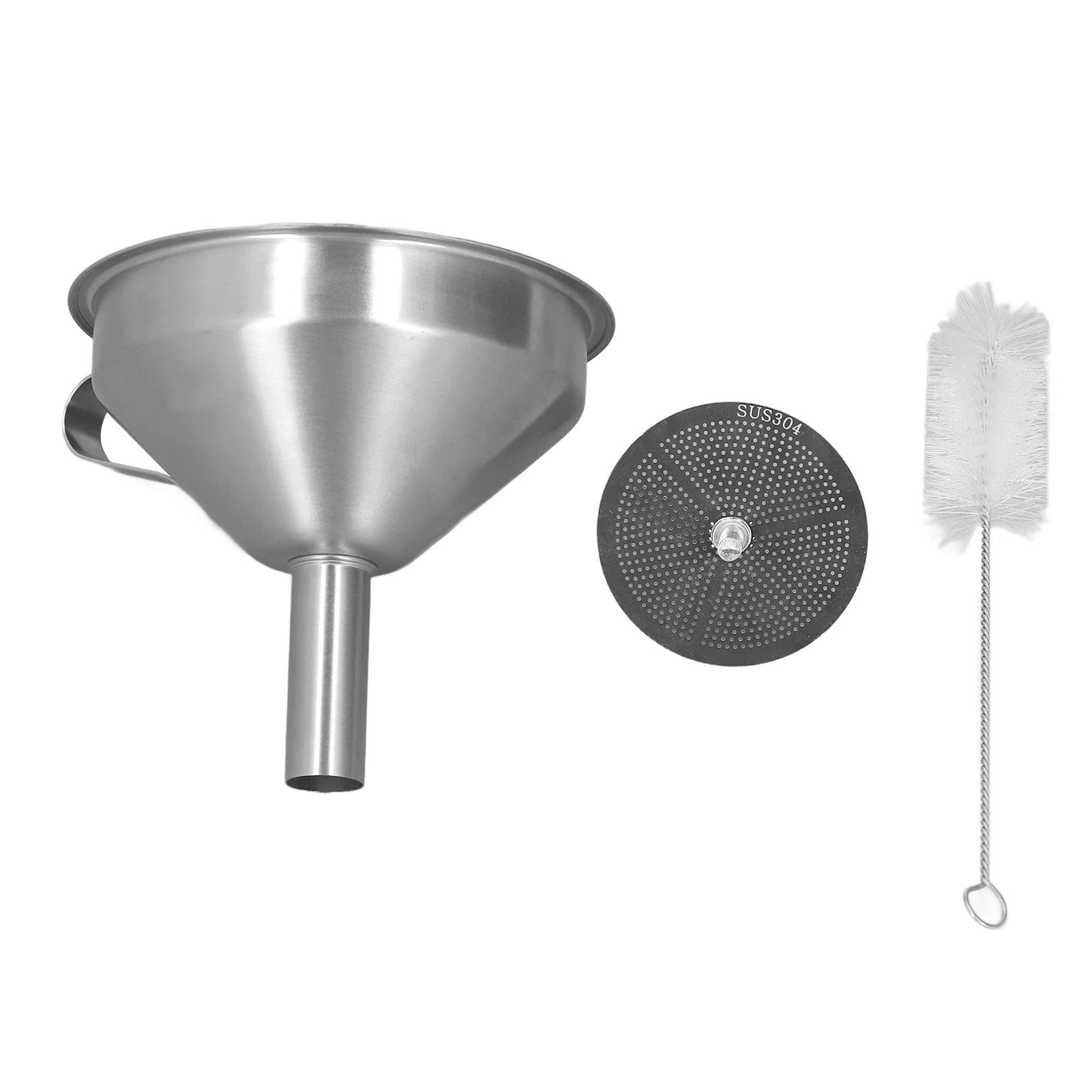 Fafeicy Large Stainless Steel Industrial Funnel with Strainer & Brush - Heavy Duty Kitchen, Lab & 3D Printing Funnel for Cooking, Chemistry Experiments & Resin Pouring