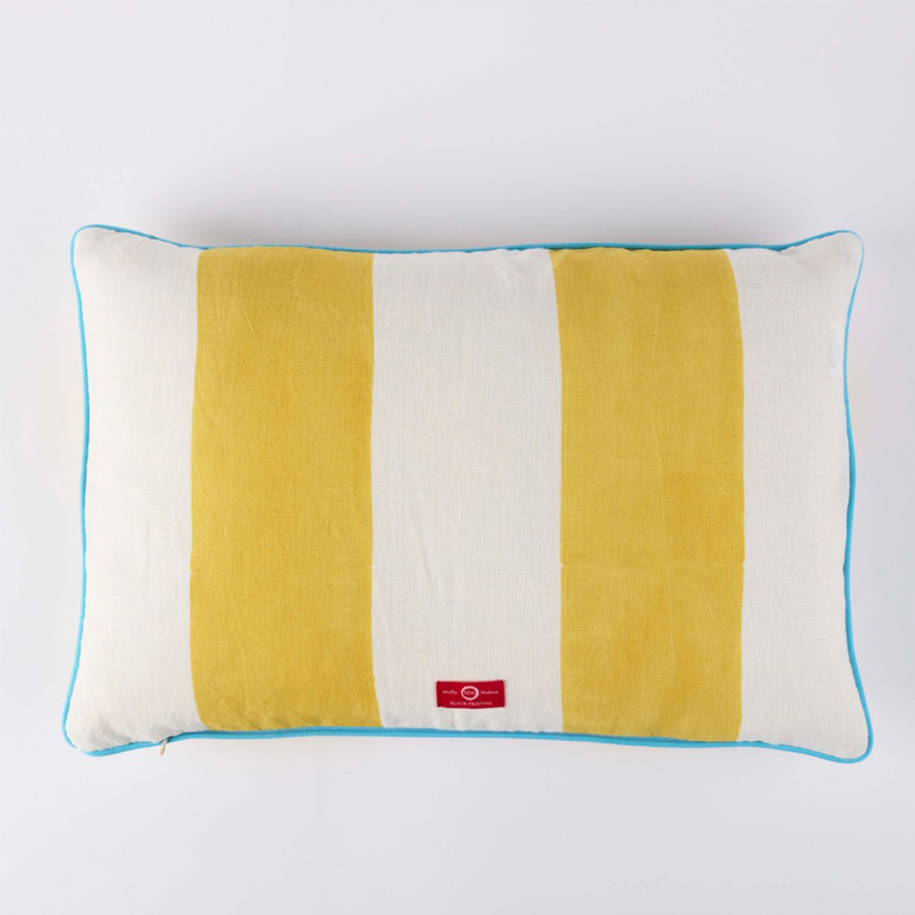 Piped Marigold Yellow Wide Stripe Cushion Cover - Soft Decorative Pillow Case for Sofa, Bed & Home Decor