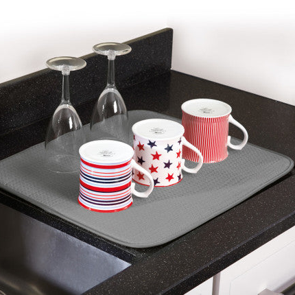 Premium Silicone Dish Drying Mat - Non-Slip, Absorbent Kitchen Counter Mat for Dishes, Cups & Utensils | Perfect for Countertop Protection & Drying Rack Alternative | Ideal for Small Kitchens & RV Use
