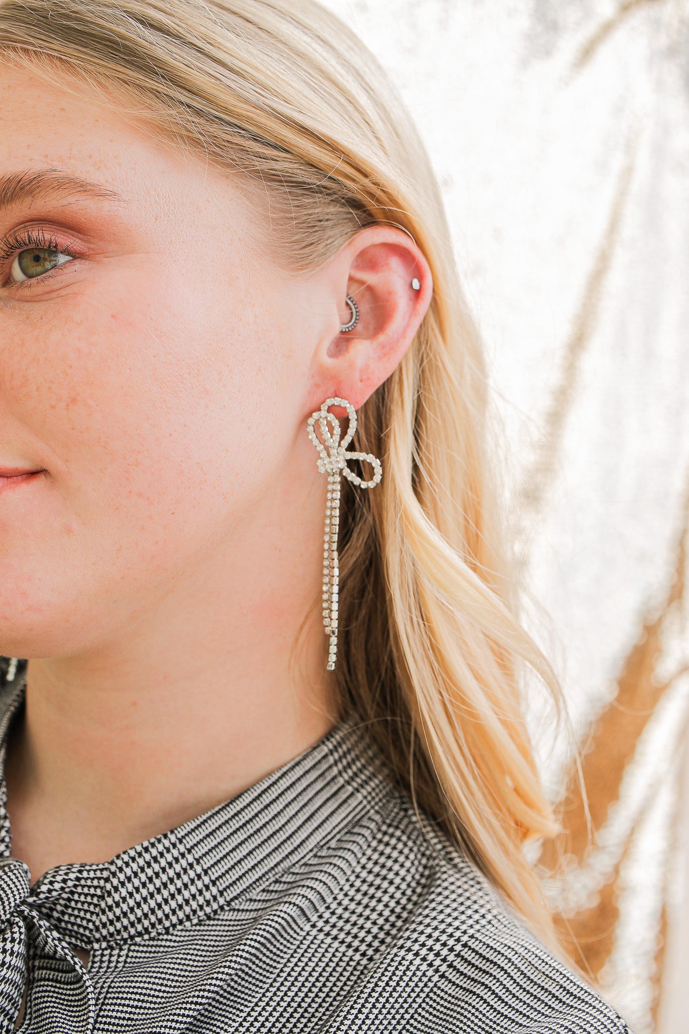 Ava Dangle Earrings in Silver Rhinestones - Elegant Party Jewelry for Women, Perfect for Weddings, Date Nights and Special Occasions