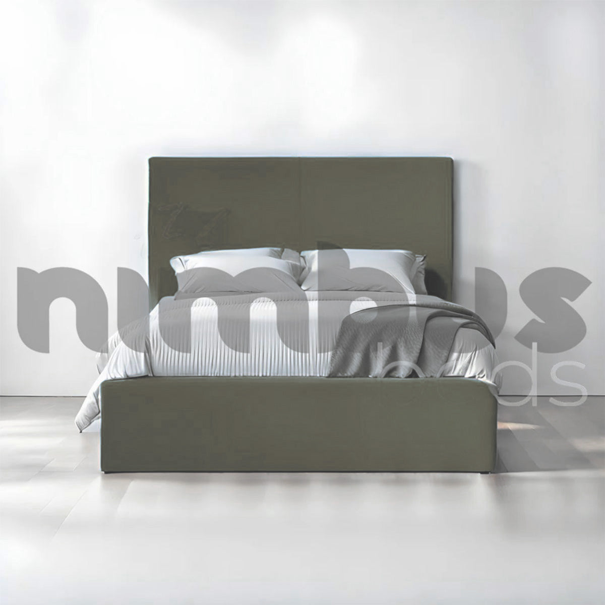 Modern Two Square Panel Bed Frame - Queen Size, Sturdy Wooden Platform Bed with Headboard & Footboard - Perfect for Bedrooms, Guest Rooms & Apartments