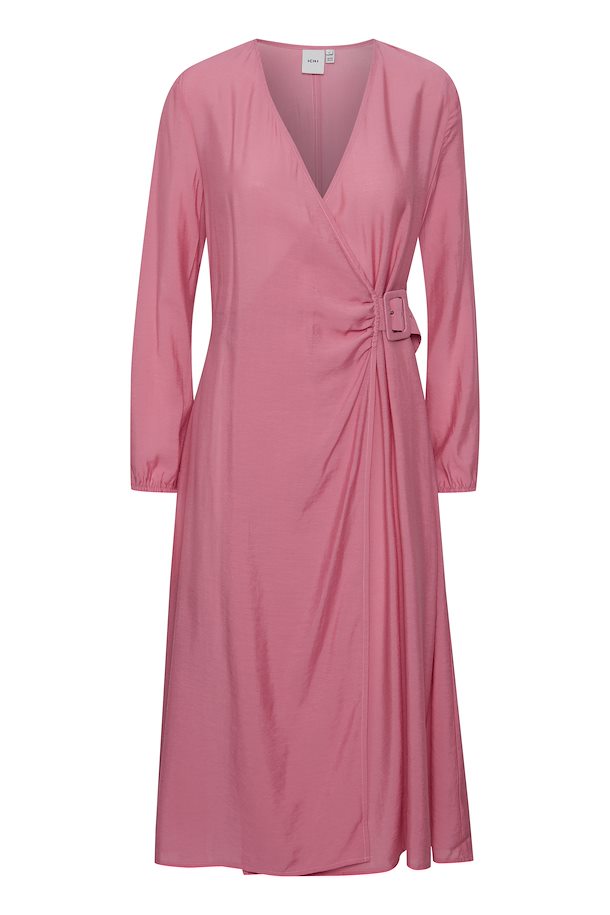 AVA Belted Wrap Dress for Women - Flattering Pink Midi Dress with Adjustable Waist Tie, Perfect for Office, Date Night & Special Occasions