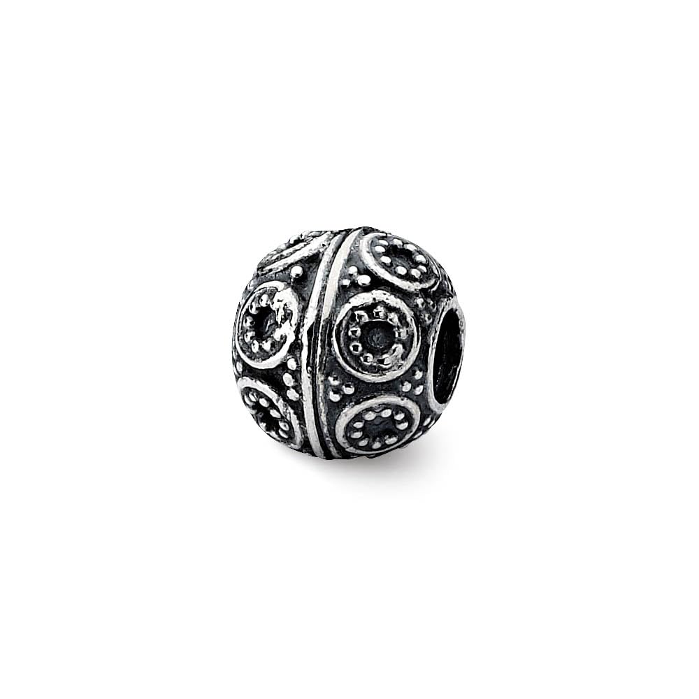 Antiqued Sterling Silver Double Circle Bead Charm - Elegant Jewelry for Gifts & Parties