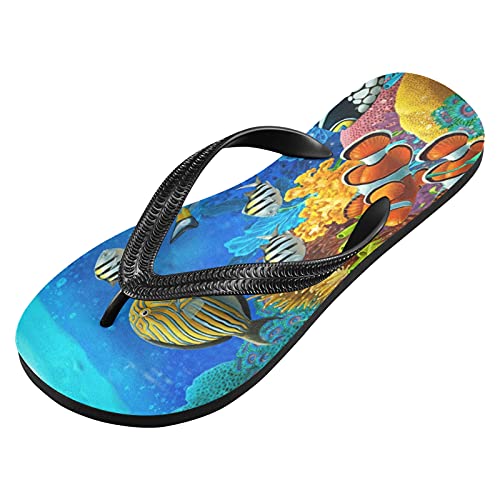 Qilmy Sealife Fish Coral Flip Flop - Lightweight Non-Slip Summer Sandals for Women & Men - Perfect for Beach, Pool, and Casual Outdoor Wear